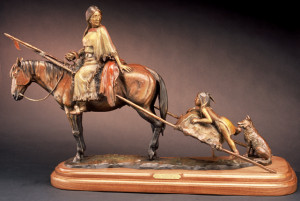 Moving Camp - Kliewer Western Native American Bronze Sculpture at Mountain Spirit Gallery in Prescott, arizona